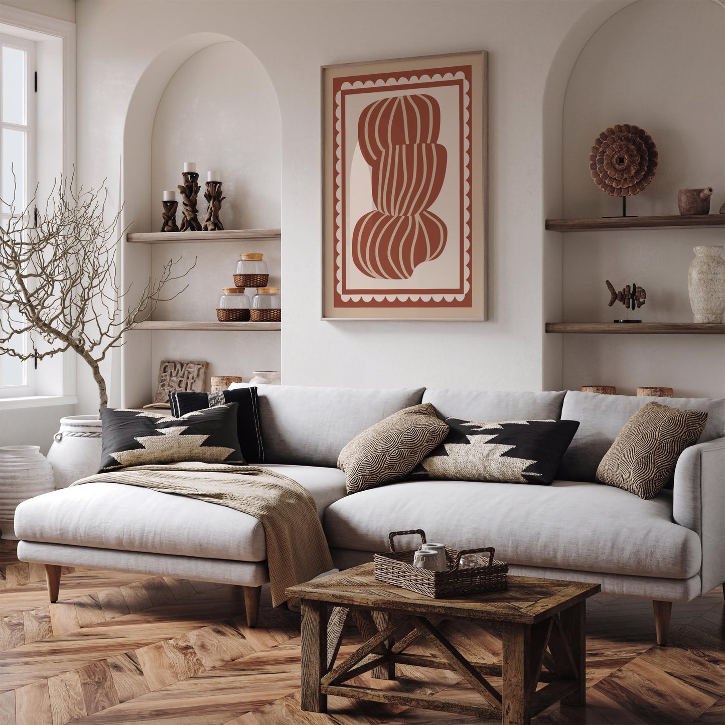 Yarn Skein Knitting Poster - Terracotta Craft Room Wall Art