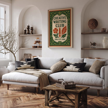Iowa City Writing Club Poster – Rococo Green Art Print