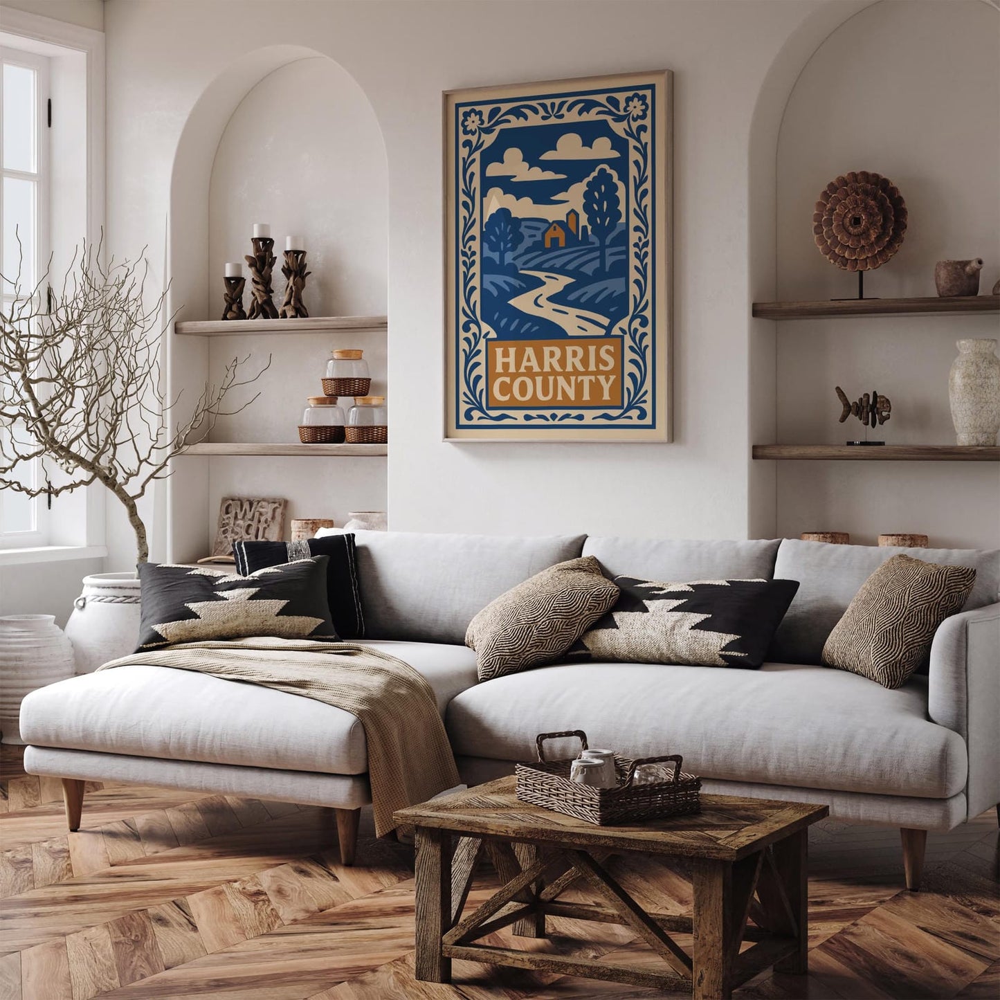 Harris County Texas Blue Travel Poster