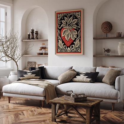 Big Red Strawberry in Rococo Style Poster