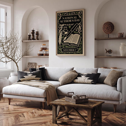 National Authors Day Nov 1 Poster - Rococo Literary Art Print