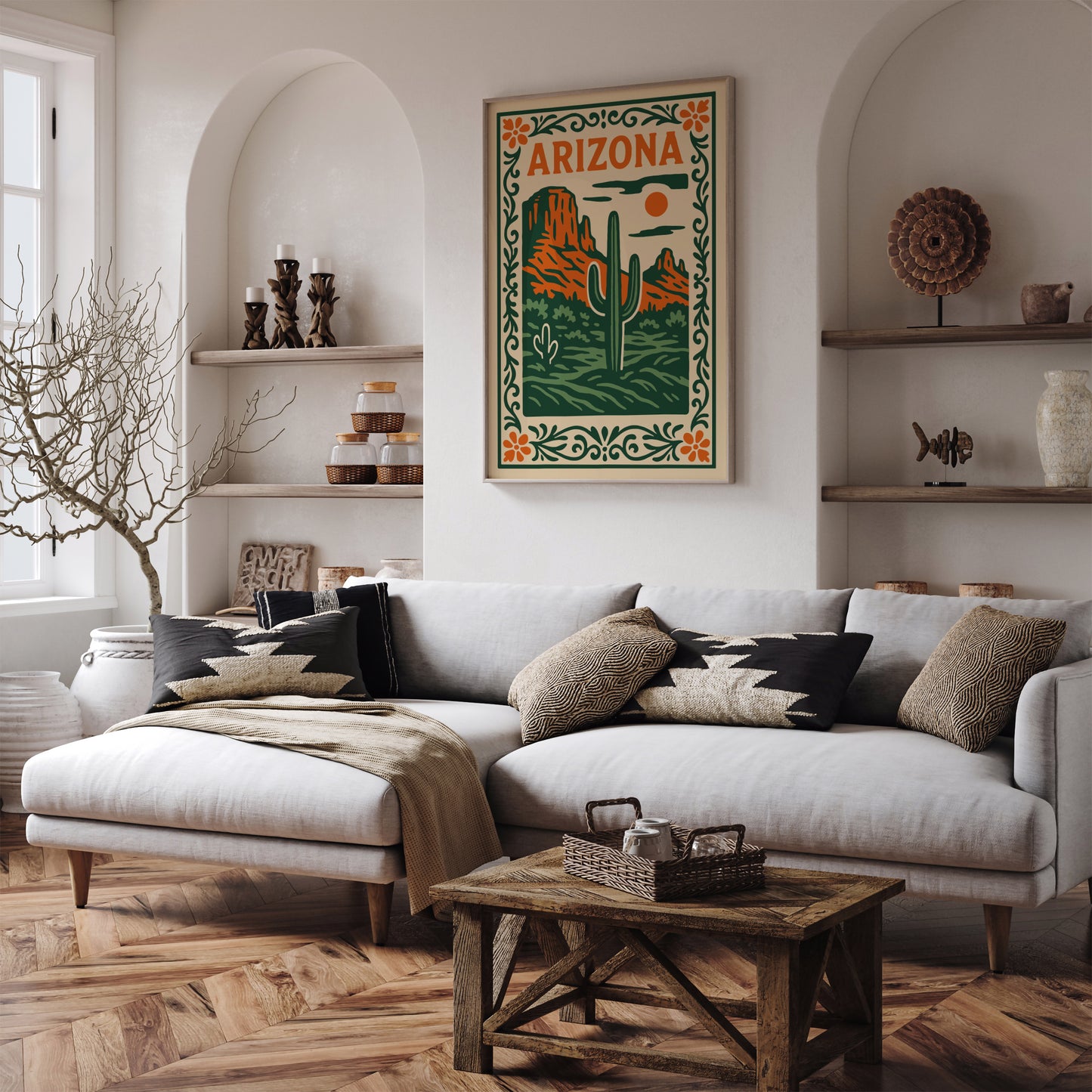 Arizona Travel Poster - Green Landscape Art Print