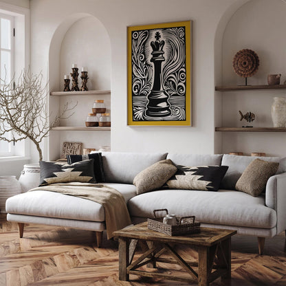 Mustard Yellow Retro Chess Piece Art Print