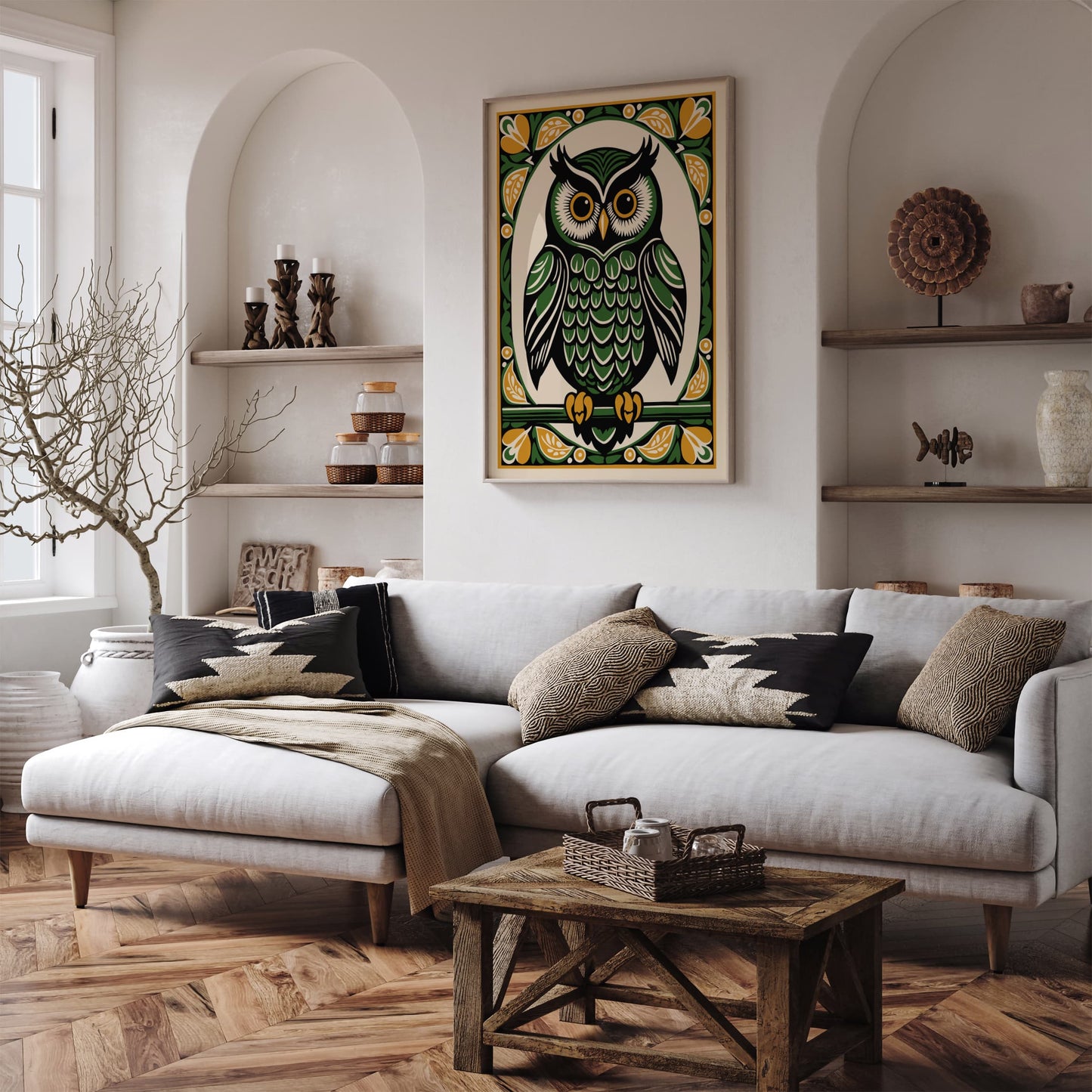 Farmhouse Wall Decor - Bohemian Owl Portrait Poster