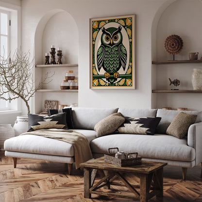 Farmhouse Wall Decor - Bohemian Owl Portrait Poster