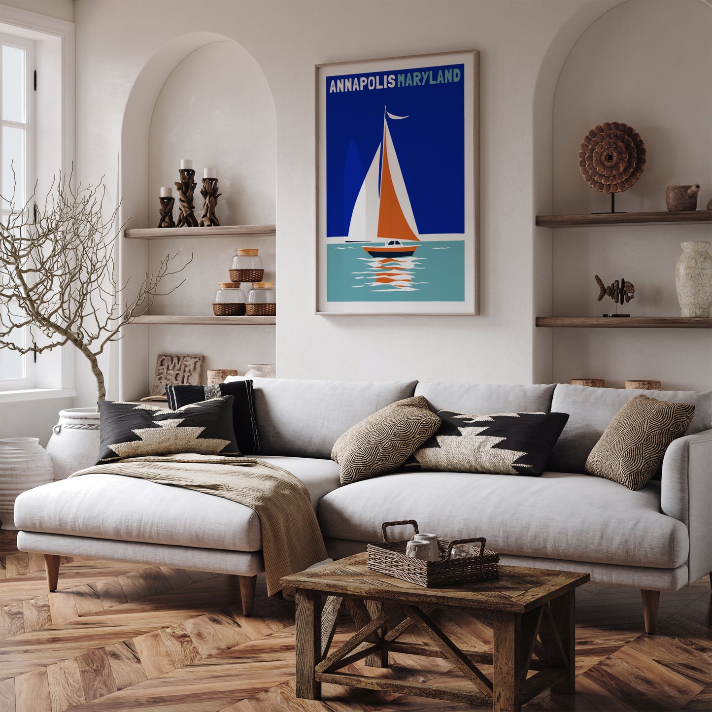 Annapolis Maryland Retro Boat Poster