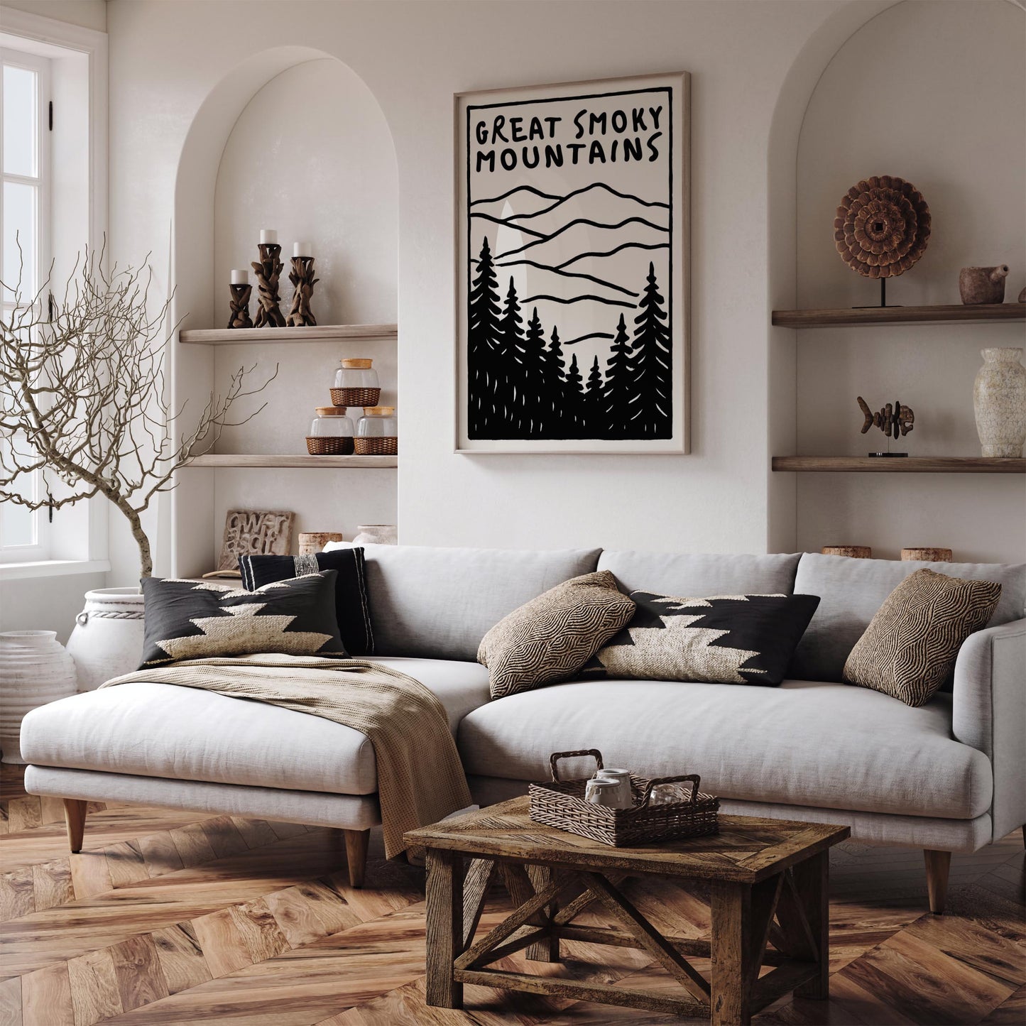 Great Smoky Mountains Black & White Poster