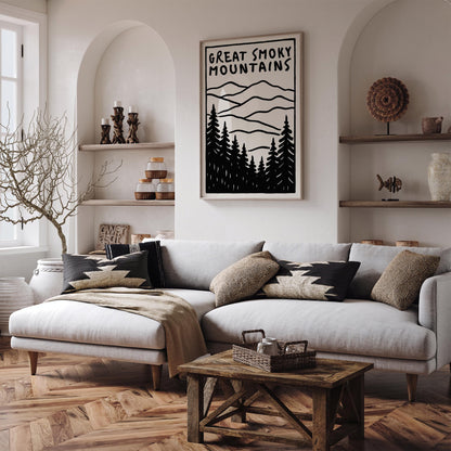 Great Smoky Mountains Black & White Poster