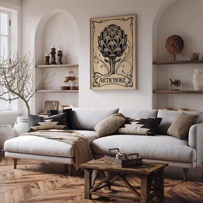 Black Vintage Artichoke Poster