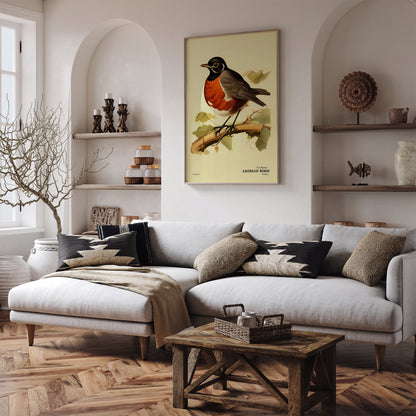 American Robin Vintage Bird Poster