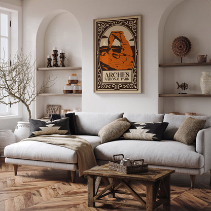 Arches National Park Poster - Brown & Orange Travel USA Art Print