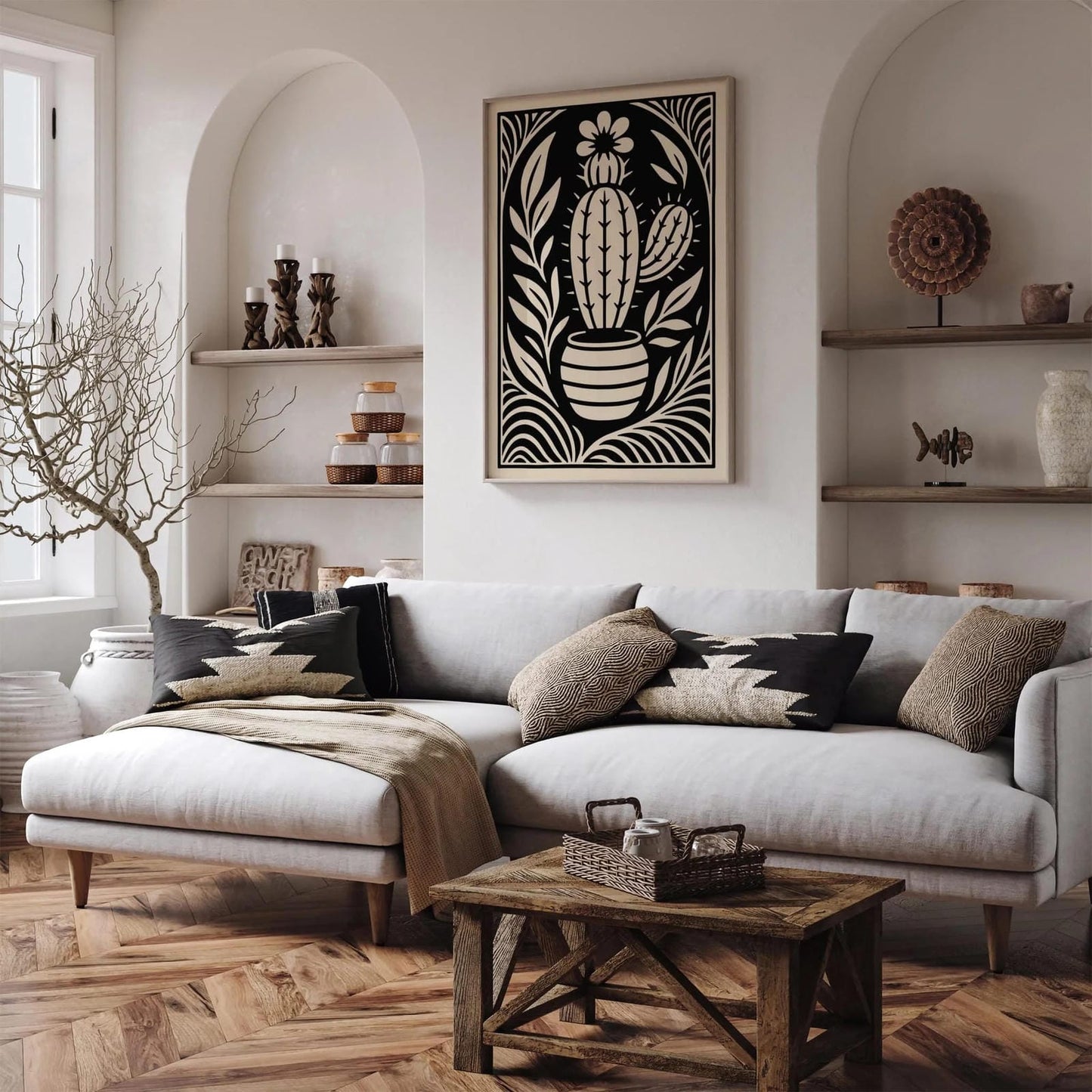 Art Deco Floral Cactus Wall Art Poster