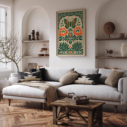 Mexican Boho Butterfly Art Poster