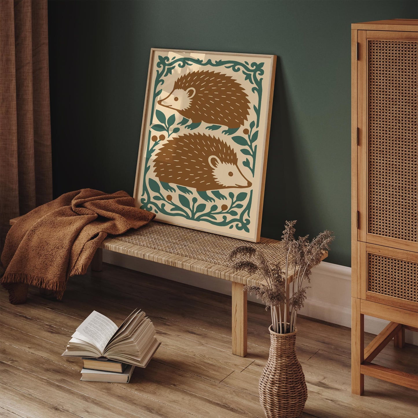 Autumn Hedgehogs Art Print 2026