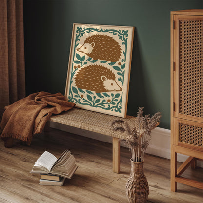 Autumn Hedgehogs Art Print 2026