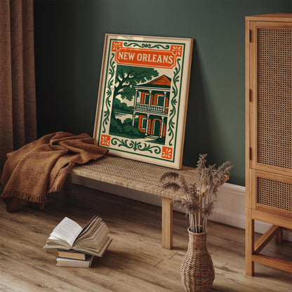 New Orleans Cityscape Poster - Vintage Artchitecture Print