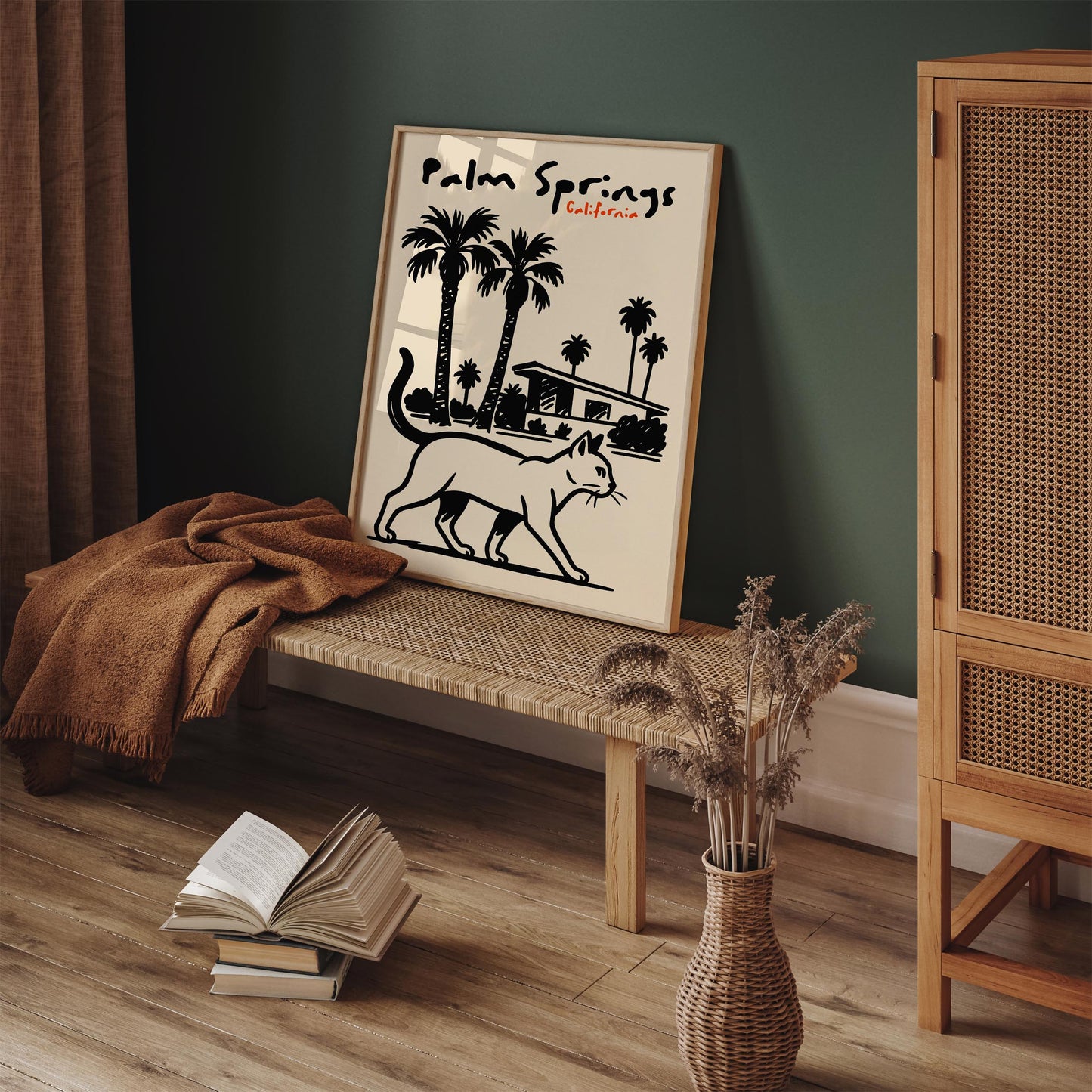 Palm Springs California Poster - Black Ink Style Wall Art