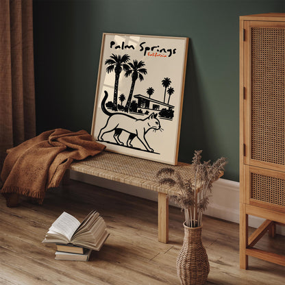 Palm Springs California Poster - Black Ink Style Wall Art