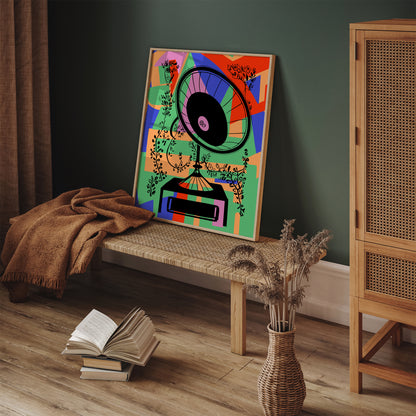 Colorful Gramophone Vibes Poster