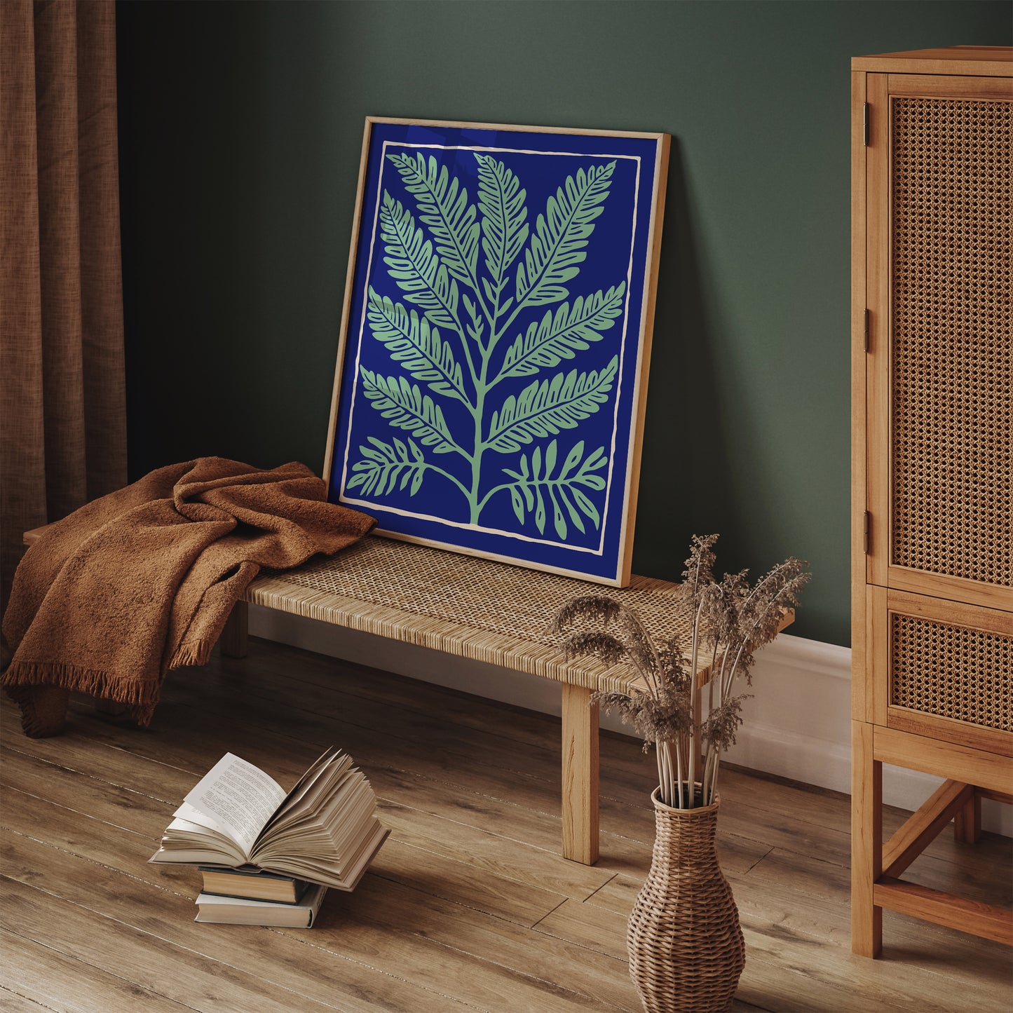 Boho Chic Mint Fern Leaf Poster