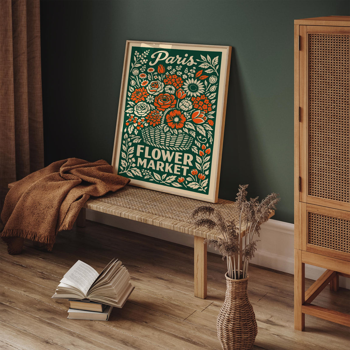 Vintage Paris Flower Market Poster