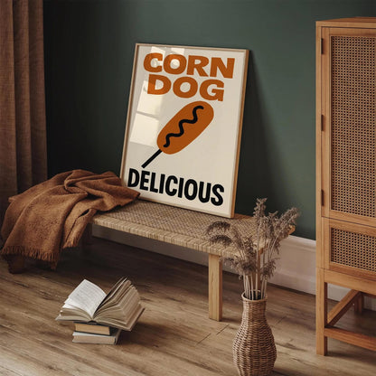 Corn Dog Delicious Pop Art Food Poster