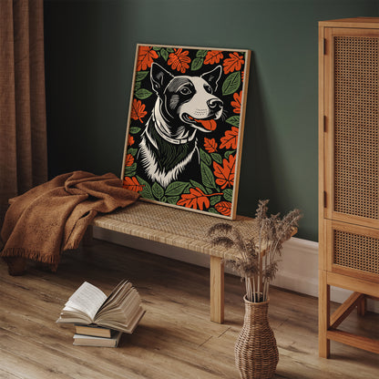 Cut Dog in Leaves Fall Wall Art