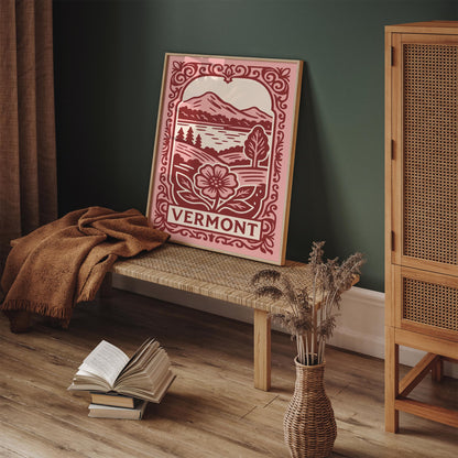 Vermont Pink Travel Poster 2026
