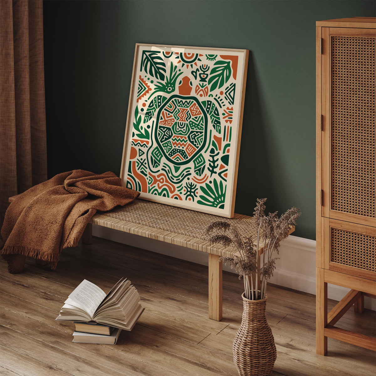 Boho Turtle Art Poster