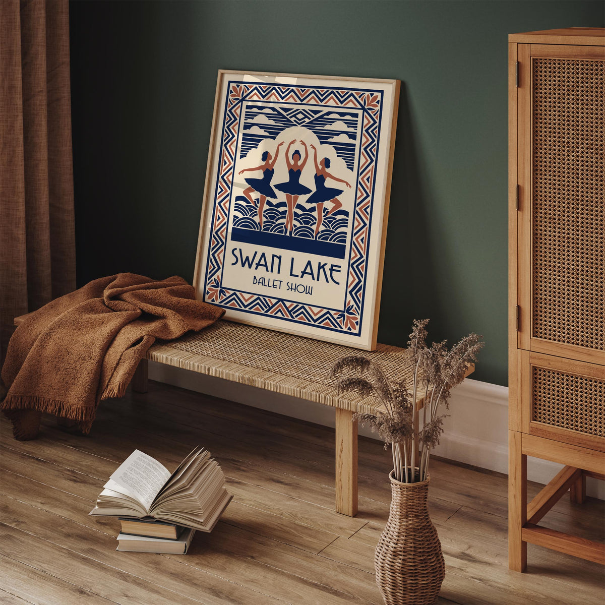 Swan Lake Ballet Art Deco Poster