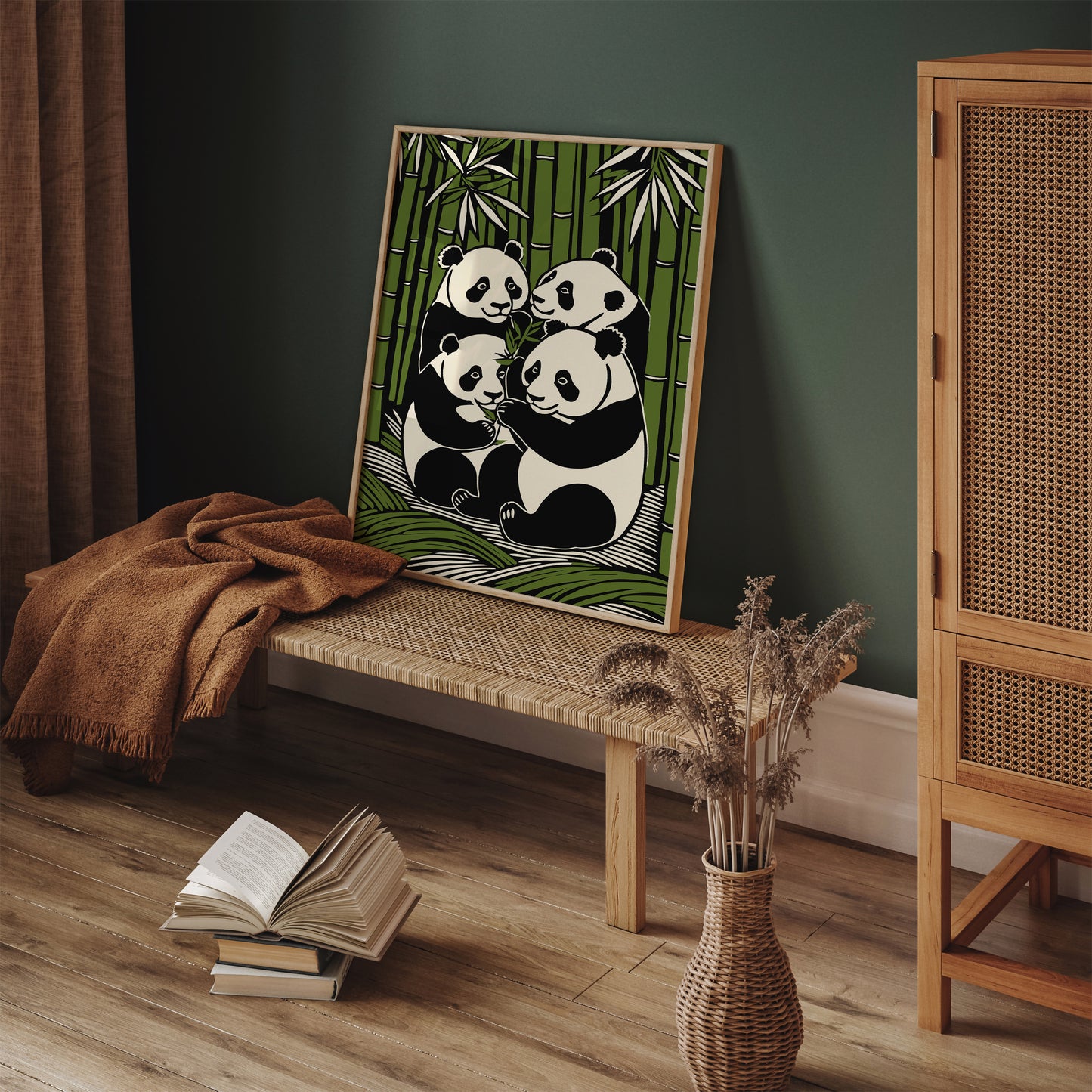 Panda Bears in Bamboo Forest Art Print