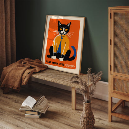 Jazz Fiesta with Cat Orange Poster
