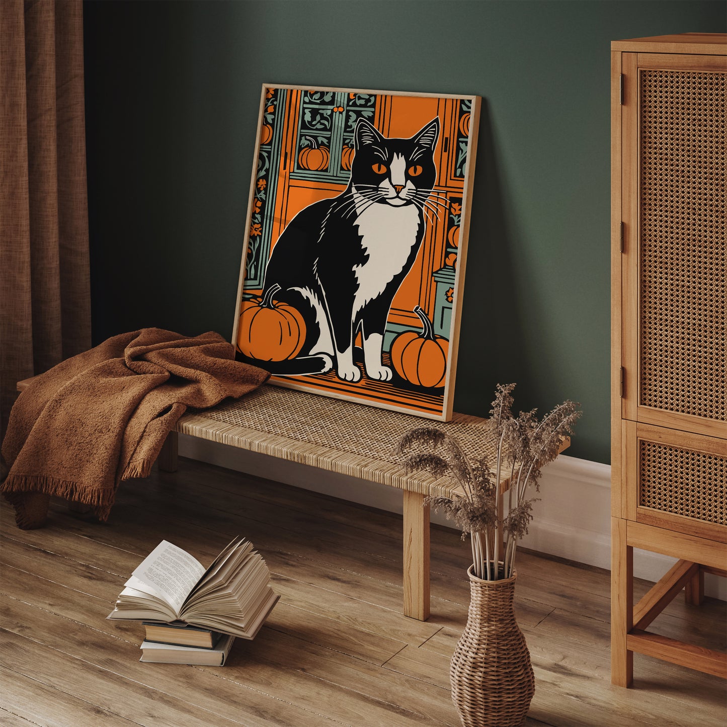 Pumpkin Farm and Cat Art Print