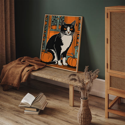 Pumpkin Farm and Cat Art Print