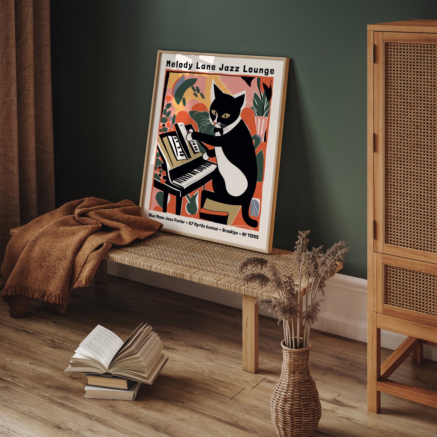 Melody Lane Jazz Lounge Cat Poster