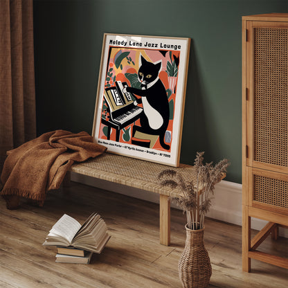 Melody Lane Jazz Lounge Cat Poster