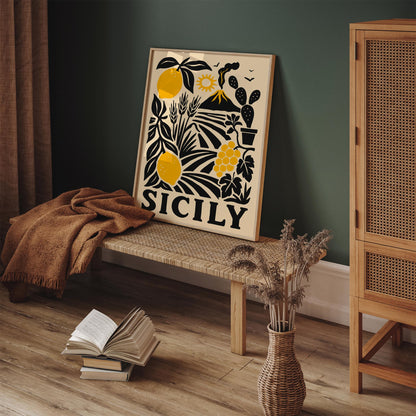 Sicily Retro Travel Poster