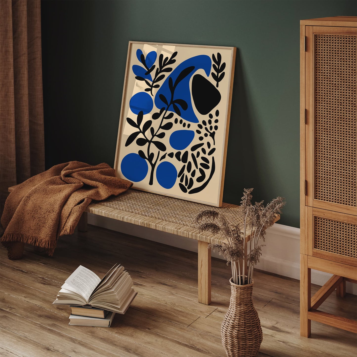 Modern Botanical Abstract Blue Poster