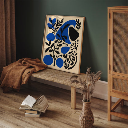 Modern Botanical Abstract Blue Poster