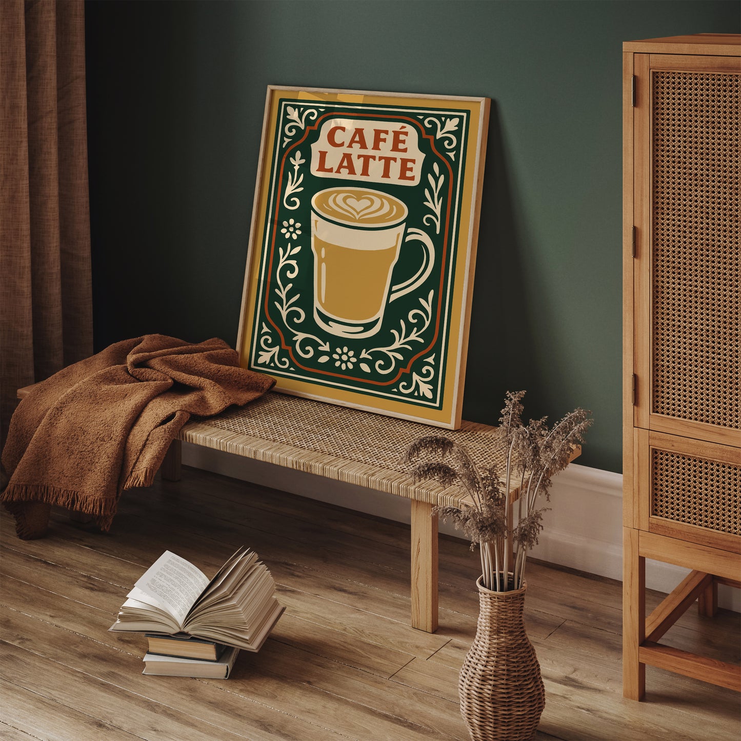 Cafe Latte Poster - Cafe Wall Decor in Rococo Elegant Style