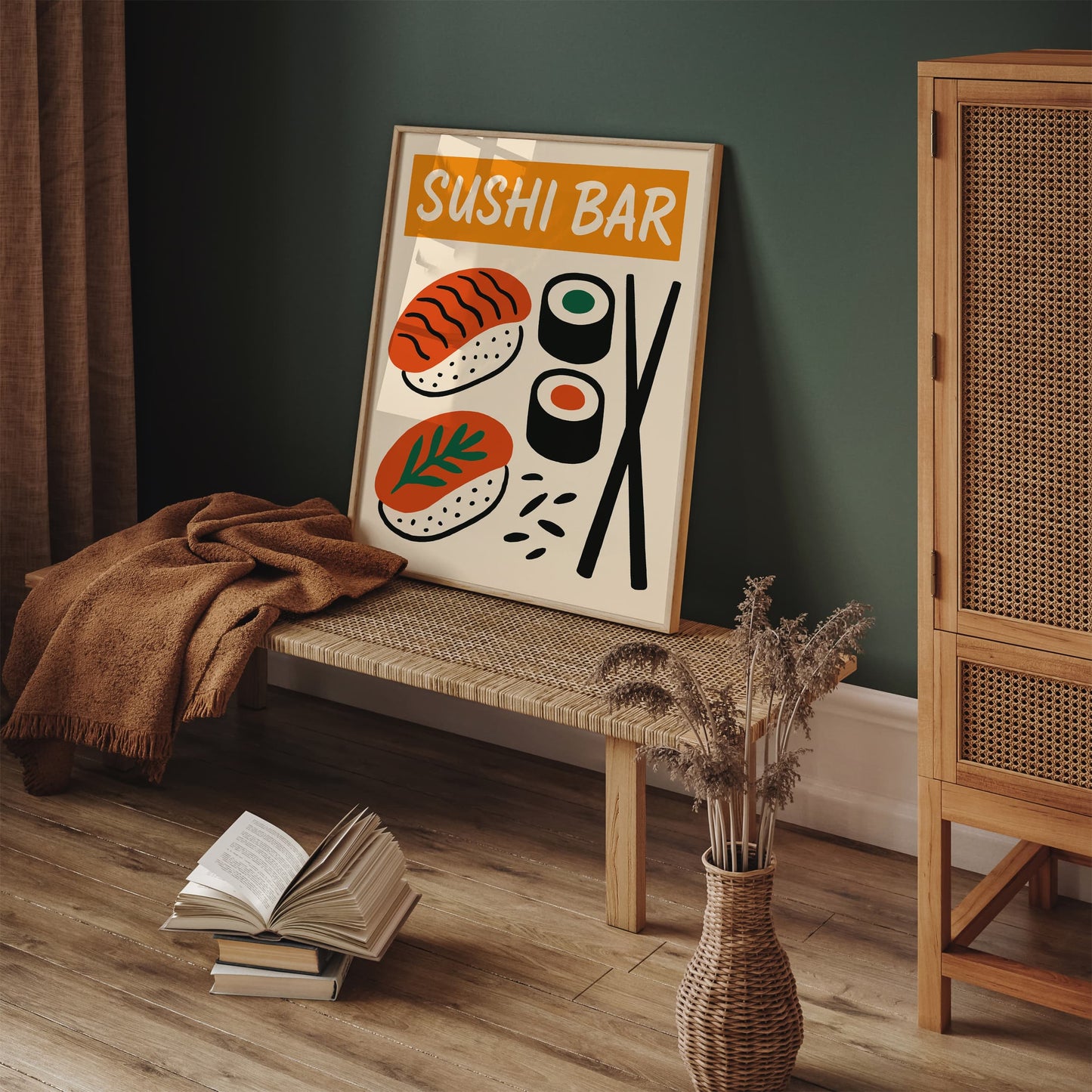 Sushi Bar Minimalist Art Print for Kitchen Decor