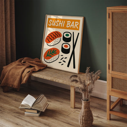 Sushi Bar Minimalist Art Print for Kitchen Decor