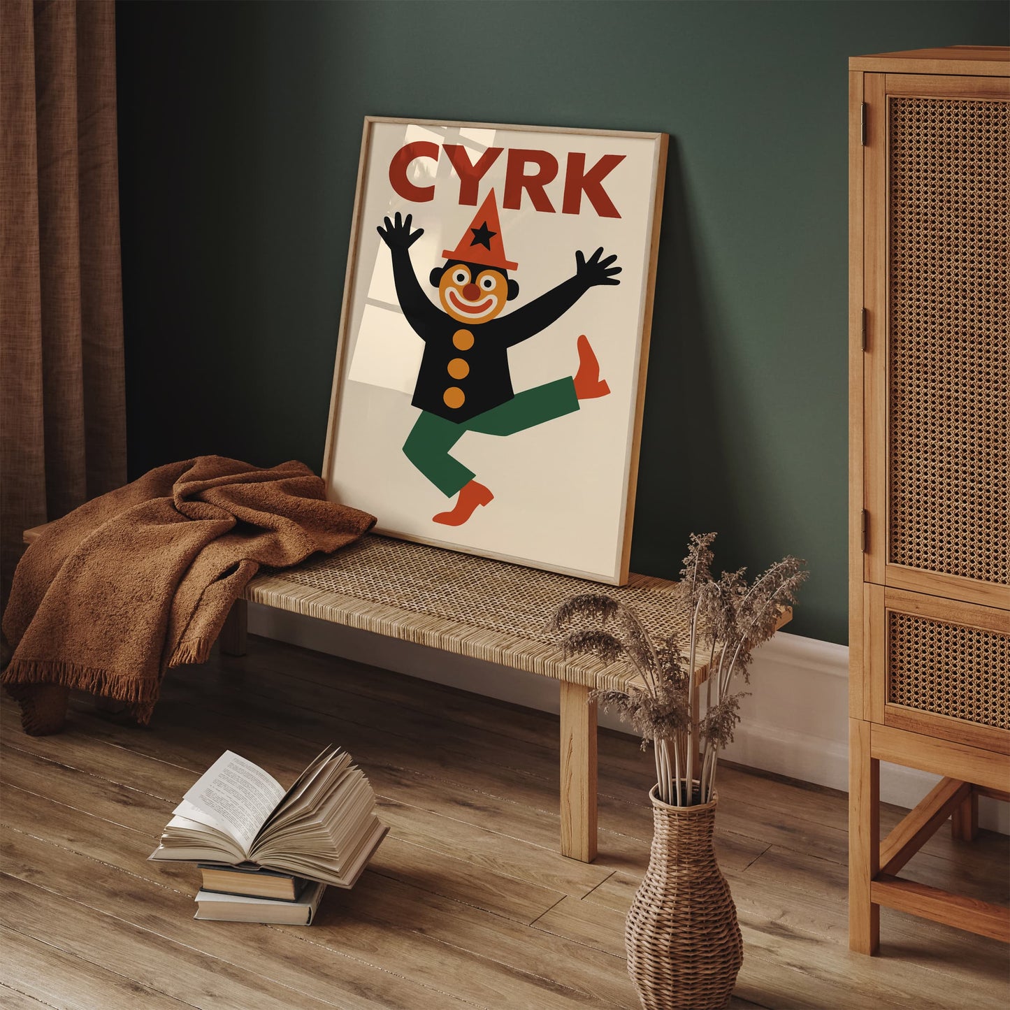 Polish Circus Retro Poster with Funny Clown