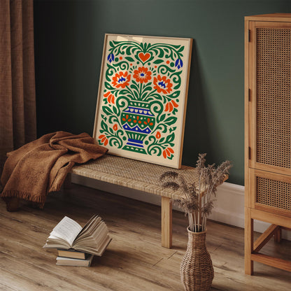 Colorful Cut Paper Flowers in Vase Art Poster