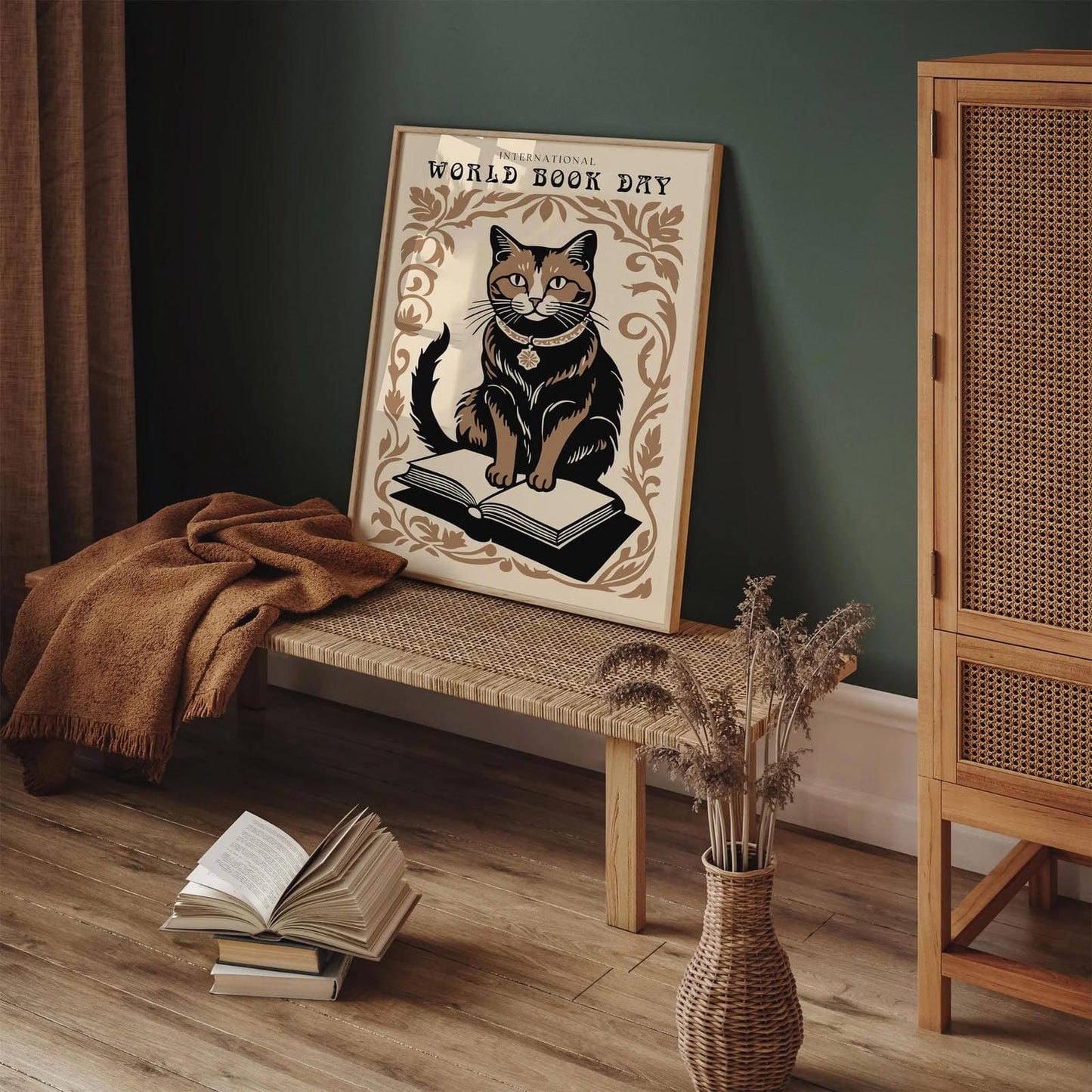 International World Book Day Cat Wall Art Print