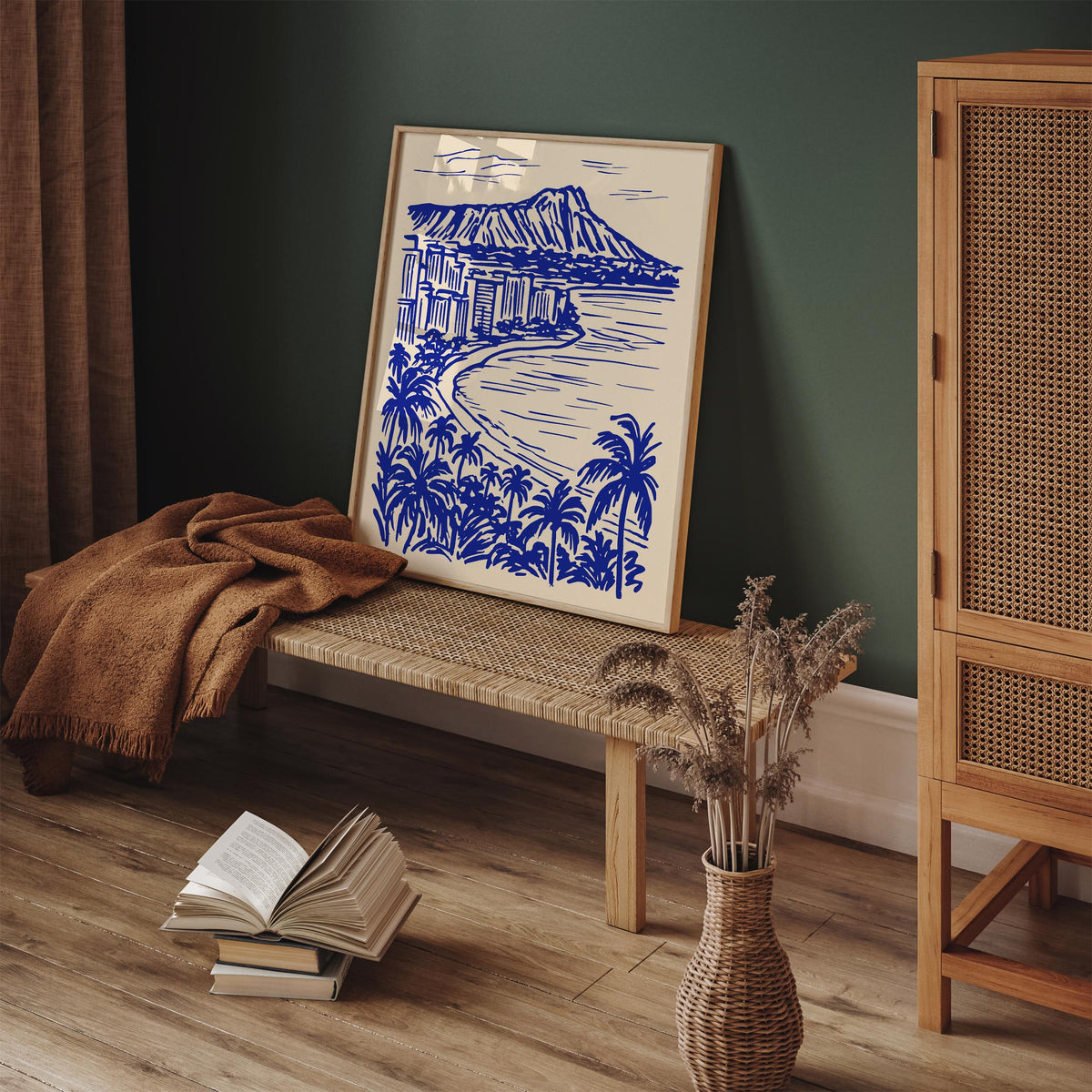 Honolulu Hawaii Blue Landscape Travel Poster