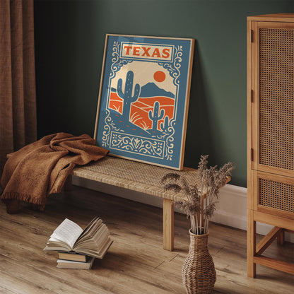 Texas Landscape Travel Poster - Country Style Home Decor