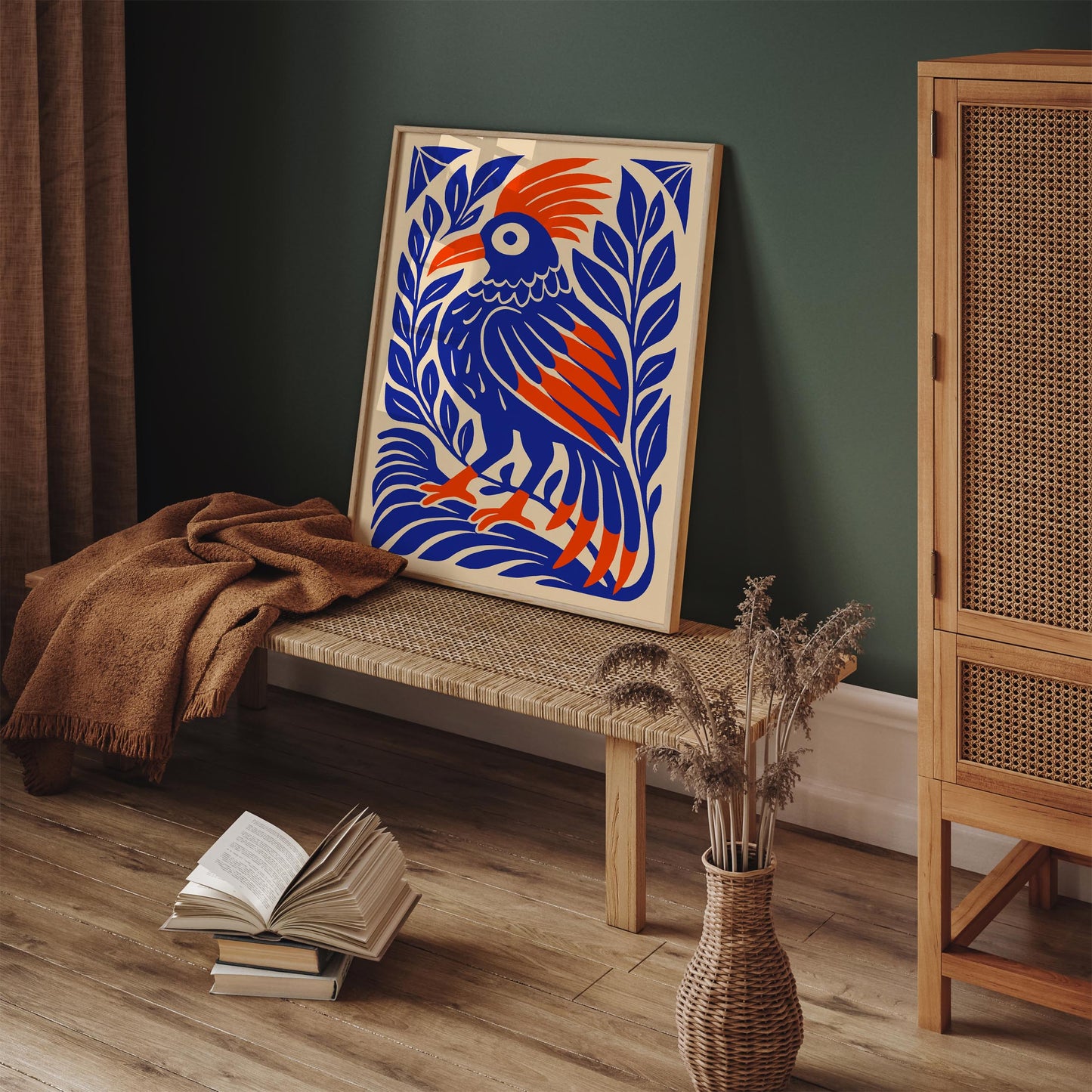 Tropical Parrot Poster - Blue Mexican Bird Wall Art