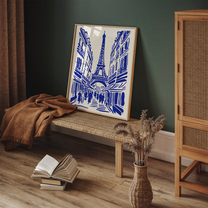 Eiffel Tower Paris France Blue Poster