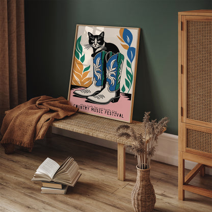 Country Music Poster - Cat in Boots